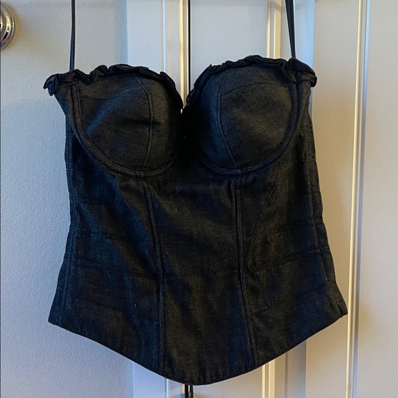 Chic Black Bodysuit Corset Top - Picture 1 of 6